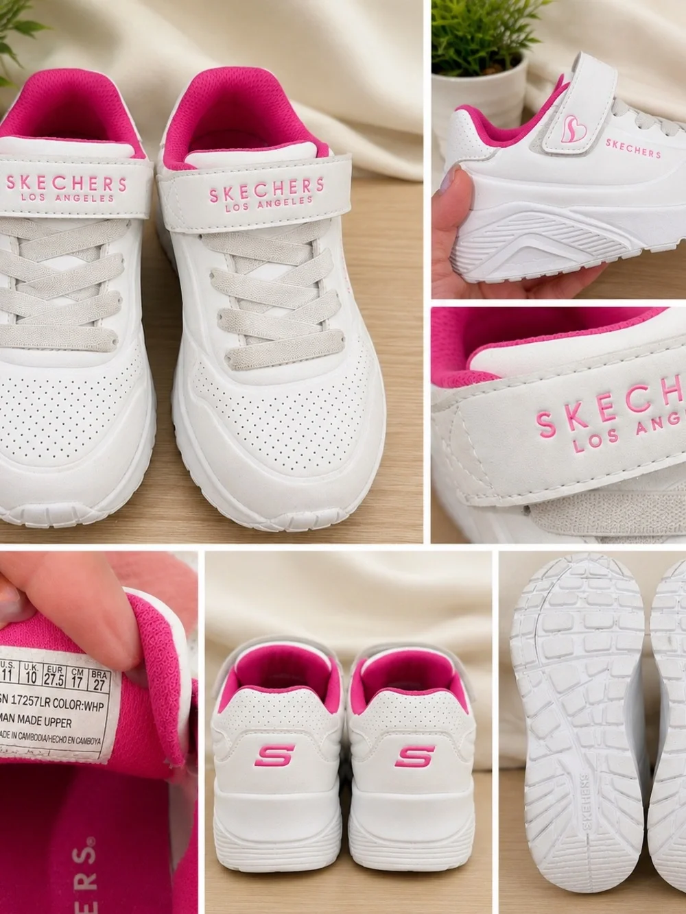 Skechers Girls White & Hot Pink Sneakers Size 11 – Hook & Loop